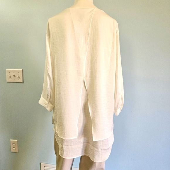 Chico's Womens Tunic Top Blouse Flowy Petal Back Cottagecore Hi Lo Soft White M - Picture 10 of 12